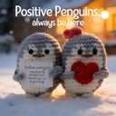 3 x Positive Crochet Penguin, Encouragement Gift, Funny Inspirational, Cute Emotional Support Penguin, Small Desk Companion, Meaningful Gift Friend Coworker