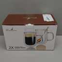 Double Walled Glass Coffee Mugs 16 OZ, Borosilicate Glass Coffee Cups Set of 2 with Spoons, Insulated Clear Coffee Mug for Hot Beverages, Cappuccino, Latte, Tea Bag.