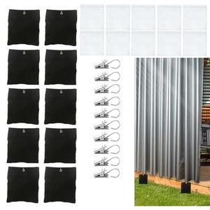 10 Pack Outdoor Curtain Weighted Blocks, 15 oz Outdoor Curtain Sandbag Weighted Bags, Curtain Bottom Weighted Bag Retainer Clips for Outdoor Curtains Gazebo Tent Tablecloths