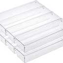 Kingrol 10 Pack 12 x 3 x 2 Inch Clear Drawer Organizer Trays, Desk Drawer Divider Storage Bins, Storage Box Set for Kitchen Bathroom Office Supplies