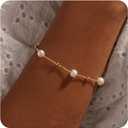 Pearl Bracelets for Women Stainless Steel Adjustable Dainty Pearl Bead Link Simple Cute Women's Bracelet Trend Bridesmaid Jewelry Gifts for Her
