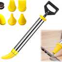 Mortar Pointing Grouting Gun, Cement Caulking Pump with 5 Nozzles for Grouting of Doors & Windows, Stainless Steel Mortar Sprayer Applicator Tool for Grouting, Sealing, Joint Filling (Yellow)