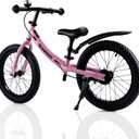 GROWNEER 16" Kids Balance Bike for 4-8 Year Old Boys Girls, Lightweight High Carbon Steel Frame, Adjustable Padded Seat & Handlebars, Rear Brake, All-Terrain, Pink