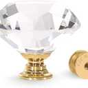 CZC HOME 10 PCS Diamond Crystal Glass Pull Handle Cabinet Knobs Cupboard Drawers Cabinet Dresser Bookcase Wardrobe (40mm, Gold)