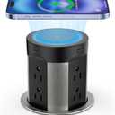 Kungfuking Pop Up Outlet for Countertop Kitchen, 15W Wireless Charger, 75W USB C Counter Top Electrical Power, 8 Outlets & 4 USB Ports, 4" Hole Recessed Popup Outlet for Island Conference Table