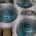 3 Pack 6" Blue Coastal Pendant Light Kitchen Island,Glass Globe Ocean Ceiling Light Fixture Beach House,Dimmable Hemp Rope Light Fixture Hanging For Bathroom Living Room Farmhouse Bedroom(Bulb Incl.