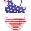 Nokecina Girls Bathing Suit Size 12-14 Years Old Blue White Stars Ruffle Bikini Set 2 Piece Swimwear for Beach