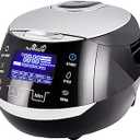 Yum Asia Sakura Rice Cooker with Ceramic Bowl and Advanced Fuzzy Logic (8 Cup, 1.5 Litre) 6 Rice Cook Functions, 6 Multicook Functions, Motouch LED Display, 120V Power (Black and Silver)