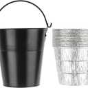 Drip Grease Bucket and 12-Pack Liners for Traeger 20/22/34 Series, Pit Boss etc Pellet Grill Smoker (Black 12)