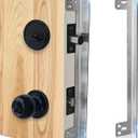 Door Latch Guard Plate 12” with 1” Offset Cover, Satin Nickel, Outward Opening Door Security Guard, Protector Shield for Door Knob/Deadbolt/Mortise/Double Door Lock(1 Pack)