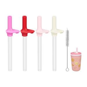 KLOWOAH Replacement Straws Compatible with Zak 12oz Stainless Steel Cup,with 1 Brush,Pack of 4 (4 Colours)