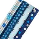 The Dreidel Company 4-Pack Hanukkah Theme Gift Wrap Design, Chanukah Roll 17.5" X 180" (15' Ft.) Inch Sheet Chanukah Wrapping Paper