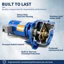 J10S Shallow Well Jet Pump, 1 HP Self-Priming Cast Iron Water Pump