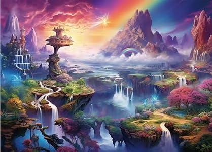 Bullglesup 1000 Piece Jigsaw Puzzle for Adults, Fairyland with Poster, Fits Perfectly Between Them, Letters on the Back, Dust Free, Gift for Elderly (70 x 50 cm)