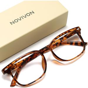 NOVIVON Reading Glasses for Women, Blue Light Blocking Readers, Computer eye glasses, Cheaters (*Leopard)