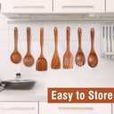 Mooues 9 Piece Natural Teak Wooden Kitchen Utensil Set with Spoon Rest - Comfort Grip Cooking Spoons and Utensils Holder