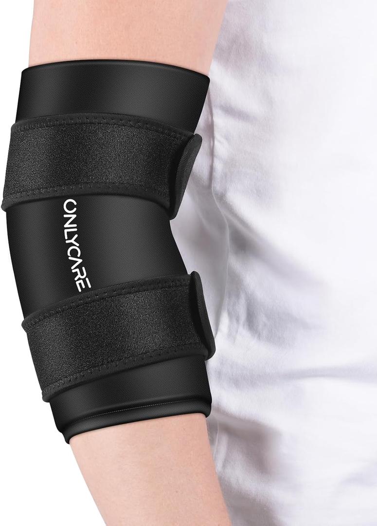 Elbow Ice Pack, ONLYCARE Soothing Compression Sleeve for Injuries, Upgraded Adjustable Gel Ice Pack, Hot & Cold Therapy, Reusable for Tennis Elbow, Arthritis, Tendonitis Pain Relief