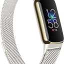 Amzpas Metal Band for Fitbit Luxe Bands Women Men, Stainless Steel Mesh Loop Wristband Replacement Strap for Fitbit Luxe/Fitbit Luxe Special Edition Fitness and Wellness Tracker (Starlight)