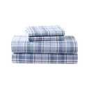 Laura Ashley - Flannel Sheets Queen Size, Anti-Pilling & Wrinkle Resistant Cotton, Touchably Soft for All-Season Comfort - Bed Sheets with Matching Pillowcases & Fitted Sheet (Mulholland Plaid Blue)
