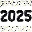 Smlpuame 40 Inch 2025 Balloons Black, LargeFoil Number Balloons for Happy New Years Festival Celebration Party Supplies Class of 2025 Graduation Decorations,Set of 2