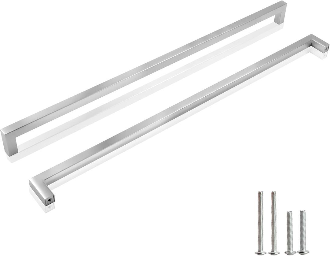 Cabinet Pulls Brushed Nickel Cabinet Handles Square Drawer Pulls, 2 Pack 18 Inch Stainless Steel Kitchen Door Cupboard Cabinet Handles, Cabinet Hardware Drawer Handles, 458mm Hole Centers