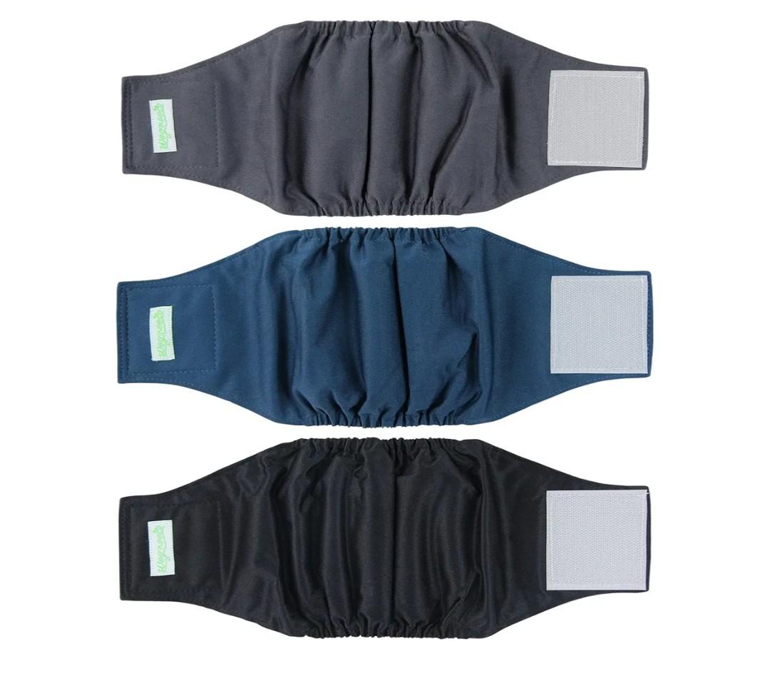 wegreeco Washable Dog Diapers  Washable Male Dog Belly Wrap  Pack of 3  (Black, Charcoal, Navy, Medium)