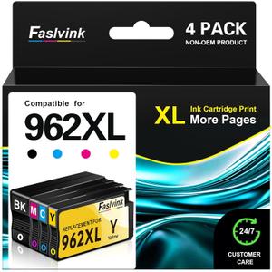 Compatible 962XL Ink Cartridges Replacement for HP 962XL Ink Cartridges Combo Pack 962 XL Ink Work with HP OfficeJet Pro 9010 Ink 9015 9018 9025 9012 9020 Printer Ink (4 Pack,hp962xl 962 Ink)