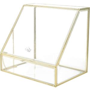 N A Cosmetic Storage Box,Makeup Organizer Antique Countertop Cosmetic Storage Box Mirror Glass Beauty Display, Gold Spin Large Capacity Holder for Brushes Lipsticks