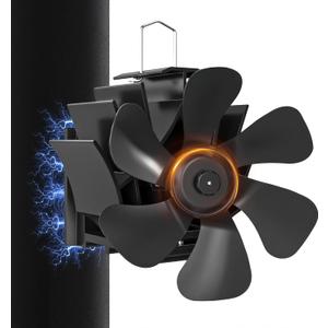 Wood Stove Fan with Magnet: Fireplace Fan for Wood Burning Stoves, Heat Powered Pipe Fireplace Fan Quiet Warm Air Circulation for Log Burner/Camping Hot Tent Stove (Stick on Chimney Tube, 6-Blades)