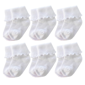 6 &12 Pairs Infant Toddler Baby Kids Turn Cuff Ruffle Cotton Socks