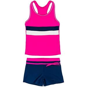 PROALLO Little Girls' Summer Swimwear Two Piece Boyshort Tankini Kids Swimsuit, 3XL, Pink