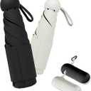 Travel Mini Umbrella Compact Small & Lightweight, UV Rain Protection, Pocket-Sized Folding Umbrellas with Quickdraw & Case for Men Women & Kids Backpack (NEW2-Pack Black&White)