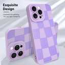 KANGHAR Compatible with iPhone 13 Pro Max Case, Silicone Checkered Cute Pattern, Camera Protection Soft Slim Phone Case for Phone Case -Purple