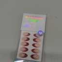 BTArtbox Press On Nails Short - Rococo Bloom, Red 3D Flower Pearl Almond French Tip Press On Nails with Glue and Adhesive Tabs for Women, Soft Gel Glue On Nails in 16 Sizes - 32 Stick On Nails Kit