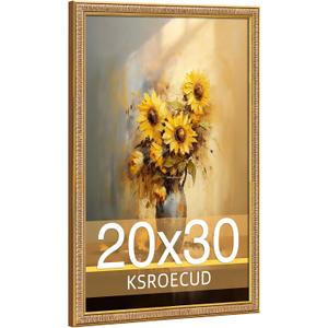 20x30 Picture Frame, Plexiglass 20x30 Vintage Photo Frame, 20 by 30 Poster Frame with Gold Border Horizontal & Vertical Display for Tabletop or Wall Decor (1 Pack)