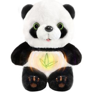 Breathing Stuffed Animal Panda Plush Stuffed Realistic Breathing Motion with Music Lights for Adults and Kids Birthday Gift (Panda)