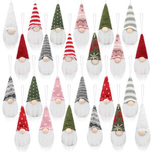 24 Pieces Christmas Tree Hanging Santa Gnomes Elf Ornaments Bulk Swedish Handmade Scandinavian Gnomes Santa Sprite Plush Hanging Holiday Gnome Handmade Swedish Home Decorations Holiday Decor
