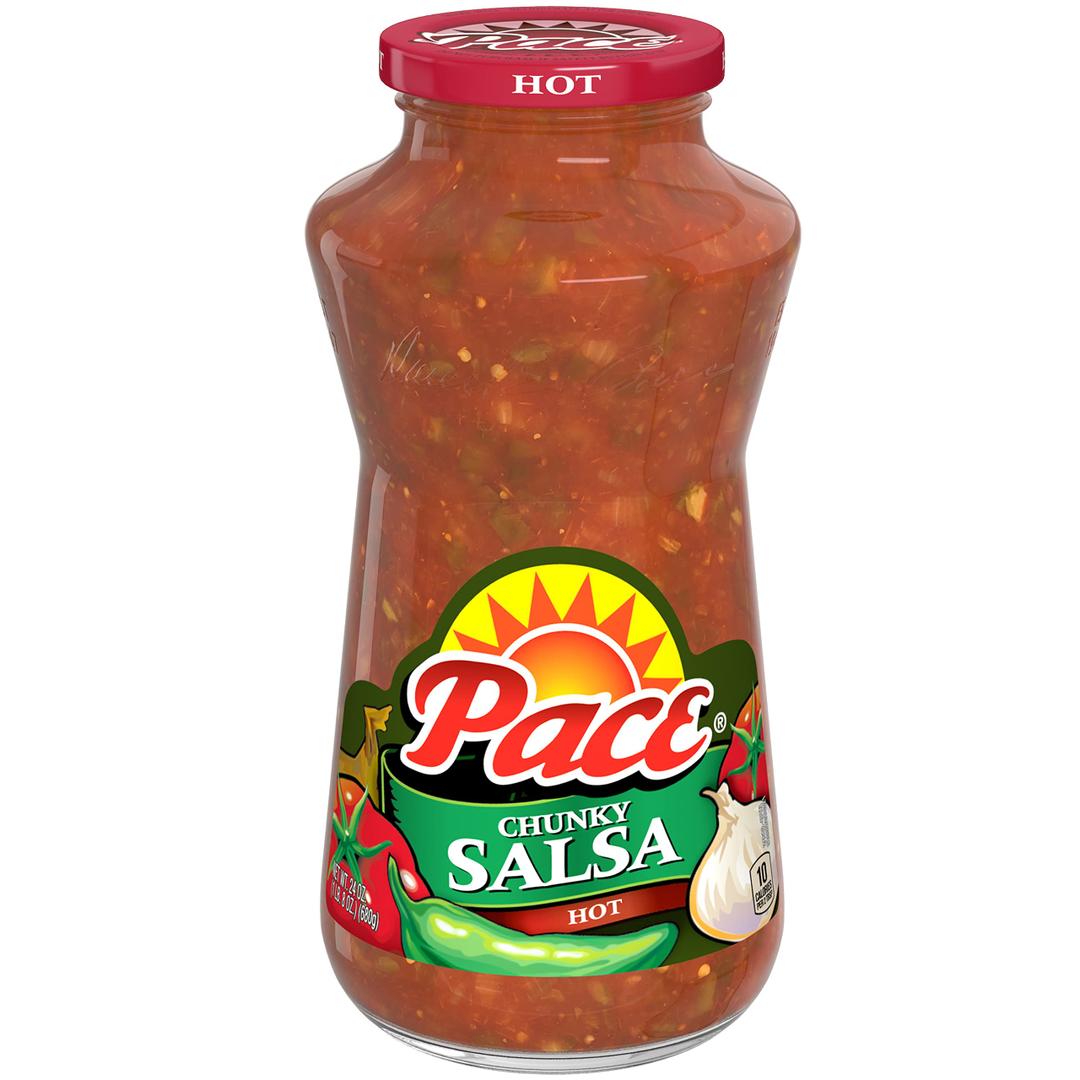 Pace Chunky Hot Salsa, 24 oz Jar, 12Jars, BB: 08/07/2026