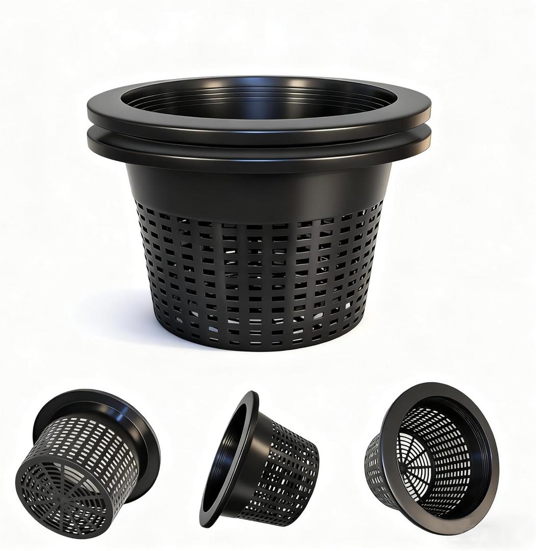 3 & 5 Gallon Bucket Lid Hydroponic Plant Pot, Small/Medium/Large Opening Mesh Net Cups for Indoor Outdoor Hydroponics Growing System - Medium Opening for Most Hydroponic Crops (2 Pack)