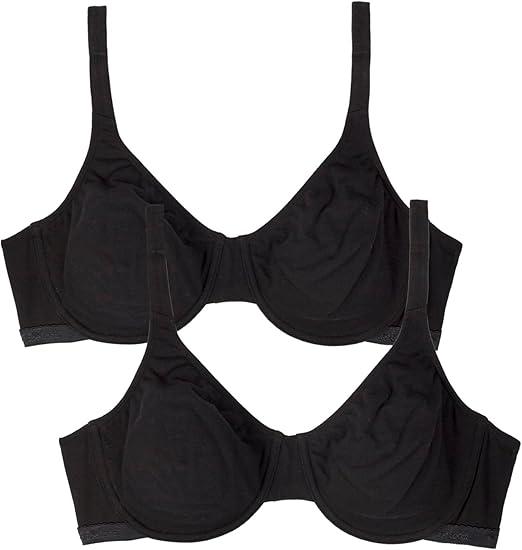 Fruit of the Loom Women's Unlined Underwire Bra-Cotton & Spandex Blend for Natural Shape and Flexibility, Black Hue  40D