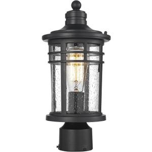 Darkaway Outdoor Post Lights Lamp Posts Outdoor Lighting, Waterproof Aluminum Post Lights Outdoor Light Fixtures with Glass, Light Posts for Outside Patio Yard (1 Pack, Black)