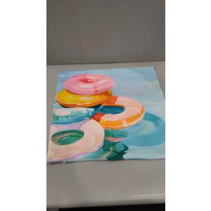 Summer Outdoor Waterproof Pillow Cover Blue Swimming Pool Yellow Red Pink Pool Rings Decorative Throw Pillowcases Polyester Cushion Cover for Garden Patio Tent Sofa Couch, 18x18 inch