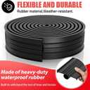 Jin&Bao 5/16" T-End Garage Door Seal Bottom Rubber Weather Stripping with 2 End Plugs, Weatherproof Seal Replacement Strip Dust & Pest Proof Threshold Buffering Garage Door Sweep (16FT, Black)