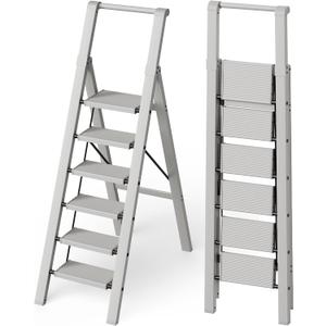 Mayi Plus 6 Step Ladder Foldable, Aluminum, Lightweight Step Stool