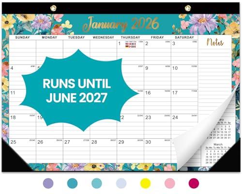 Desk Calendar 2026-2027, 21-Month Calendar Runs Until June 2027, Large 17" x 12" Monthly Desktop & Wall Calendar for Home & Office - Floral 2Pack