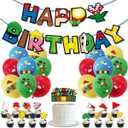 Super Bro Birthday Party Supplies Include Bros Banner Balloons Cake Cupcake Toppers Super Bro Party Decro
