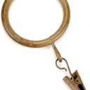 Curtain Clip Rings - 1.75'' Inner Diameter Faux Wood Color Rings Fits up to 1-1/4'' Curtain Rod, Set of 14 (Faux Wood, Set of 14 (1.75''))