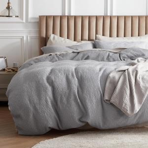 Bedsure Cotton Duvet Cover Queen - 100% Cotton Waffle Weave Grey Duvet Cover Queen Size, GentleSoft and Breathable Bedding Set for All Season, 3 Pieces, 90"x90" Bedsure Cotton Duvet Cover Queen - 100% Cotton Waffle Weave Grey Duvet Cover Queen Size, GentleSoft and Breathable Bedding Set for All Season, 3 Pieces, 90"x90"