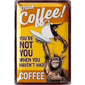 LANOLU Vintage Coffee Sign - DRINK COFFEE MONKEY, Funny Kitchen Signs, Metal Decor 12x8