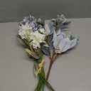 Fake Artificial Flowers Bouquet for Decoration, Silk Floral Arrangements Faux Flowers Plant Wedding Bride Bouquets Tables Centerpieces for Rustic Home Decor Indoor Vase Floral Table Decor (Blue White) (1PCS)